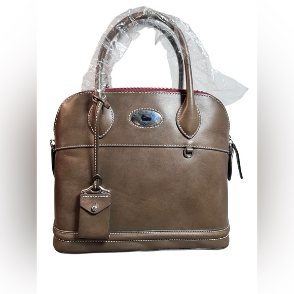 Dooney & Bourke NWT Toscana Elephant Brown Florentine Leather Domed Satchel Bag - Picture 1 of 16